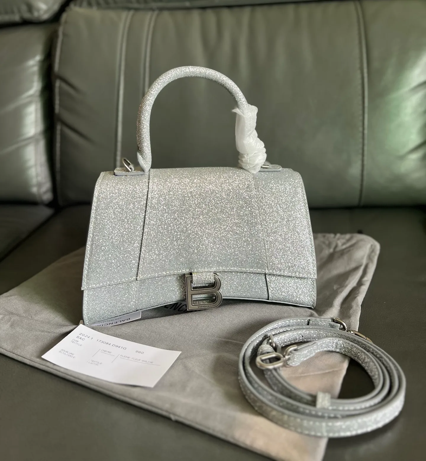 All Categories Official Website "Brand Women's Bags" Women's Bags 💙 BALENCIAGA 2026 New BALENCIAGA Crocodile Pattern Buckle Hourglass Bag