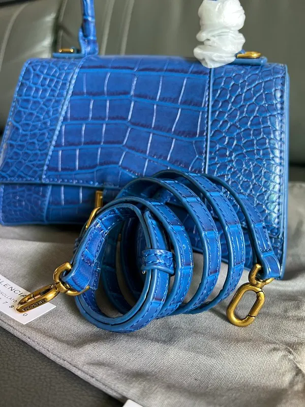 All Categories Official Website "Brand Women's Bags" Women's Bags 💙 BALENCIAGA 2026 New BALENCIAGA Crocodile Pattern Buckle Hourglass Bag