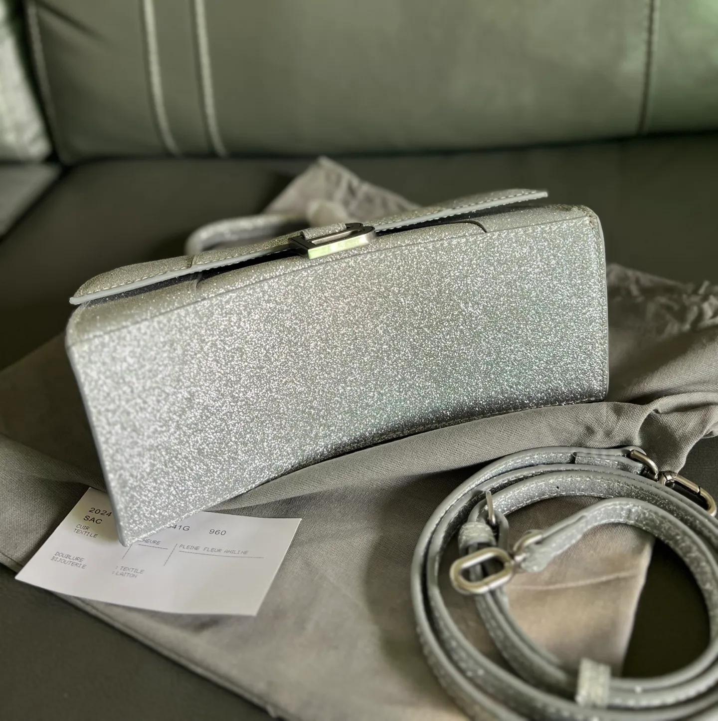 All Categories Official Website "Brand Women's Bags" Women's Bags 💙 BALENCIAGA 2026 New BALENCIAGA Crocodile Pattern Buckle Hourglass Bag