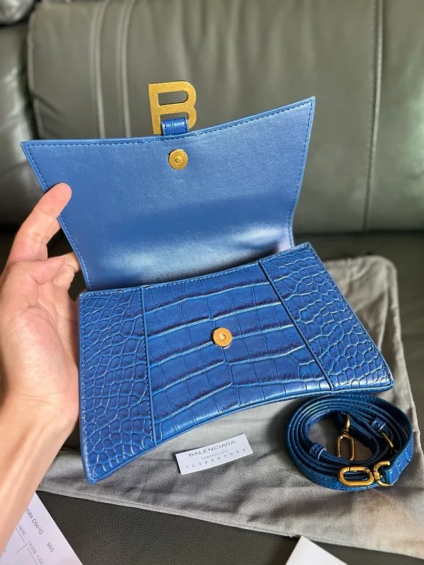 All Categories Official Website "Brand Women's Bags" Women's Bags 💙 BALENCIAGA 2026 New BALENCIAGA Crocodile Pattern Buckle Hourglass Bag