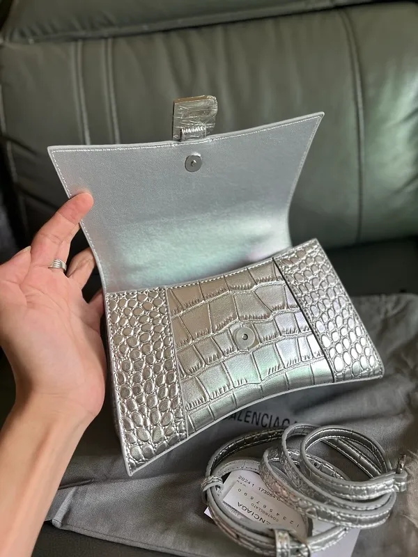 All Categories Official Website "Brand Women's Bags" Women's Bags 💙 BALENCIAGA 2026 New BALENCIAGA Crocodile Pattern Buckle Hourglass Bag