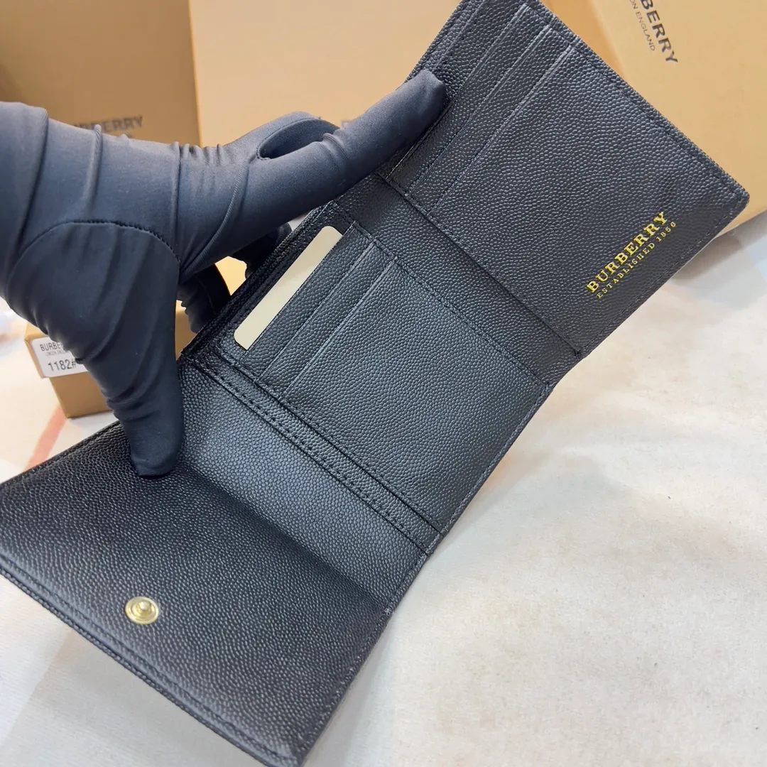p170【Burberry·Burberry】original product🇮🇹～～🎉 Vintage flip short clip, with imported soft calf leather👍counter quality, fine workmanship💋actual photo📷,🆔🆔1182 black, size: 11.5cm*9.5cm*3cm