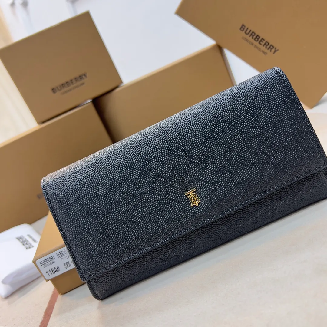 p190📯📯📯[Burberry•Burberry] original product🇮🇹~~🎉👉Exquisite long wallet, made of Italian tanned leather, with Thomas Burberry exclusive logo and multiple card slots. Gold hardware accessories, 👍counter quality, fine workmanship 💋Real shot📷, 🆔🆔1184 black, size 19.5cm*3cm*10cm*.
