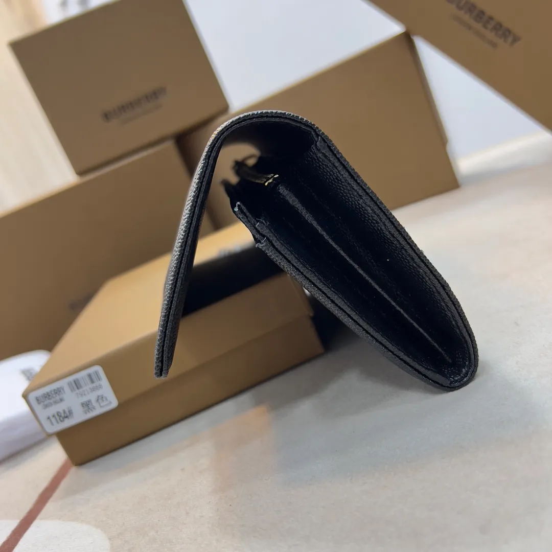 p190📯📯📯[Burberry•Burberry] original product🇮🇹~~🎉👉Exquisite long wallet, made of Italian tanned leather, with Thomas Burberry exclusive logo and multiple card slots. Gold hardware accessories, 👍counter quality, fine workmanship 💋Real shot📷, 🆔🆔1184 black, size 19.5cm*3cm*10cm*.