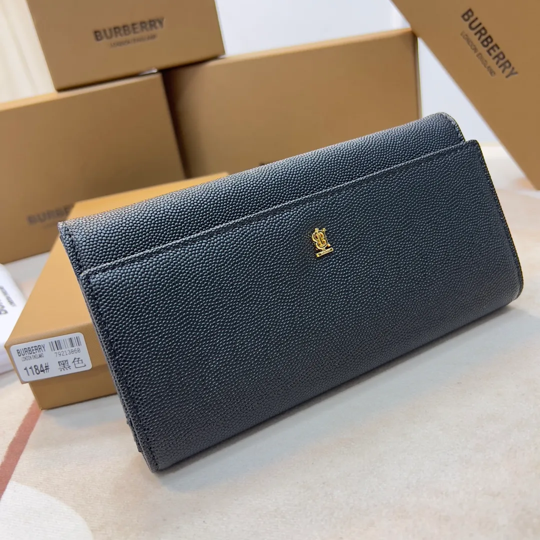 p190📯📯📯[Burberry•Burberry] original product🇮🇹~~🎉👉Exquisite long wallet, made of Italian tanned leather, with Thomas Burberry exclusive logo and multiple card slots. Gold hardware accessories, 👍counter quality, fine workmanship 💋Real shot📷, 🆔🆔1184 black, size 19.5cm*3cm*10cm*.