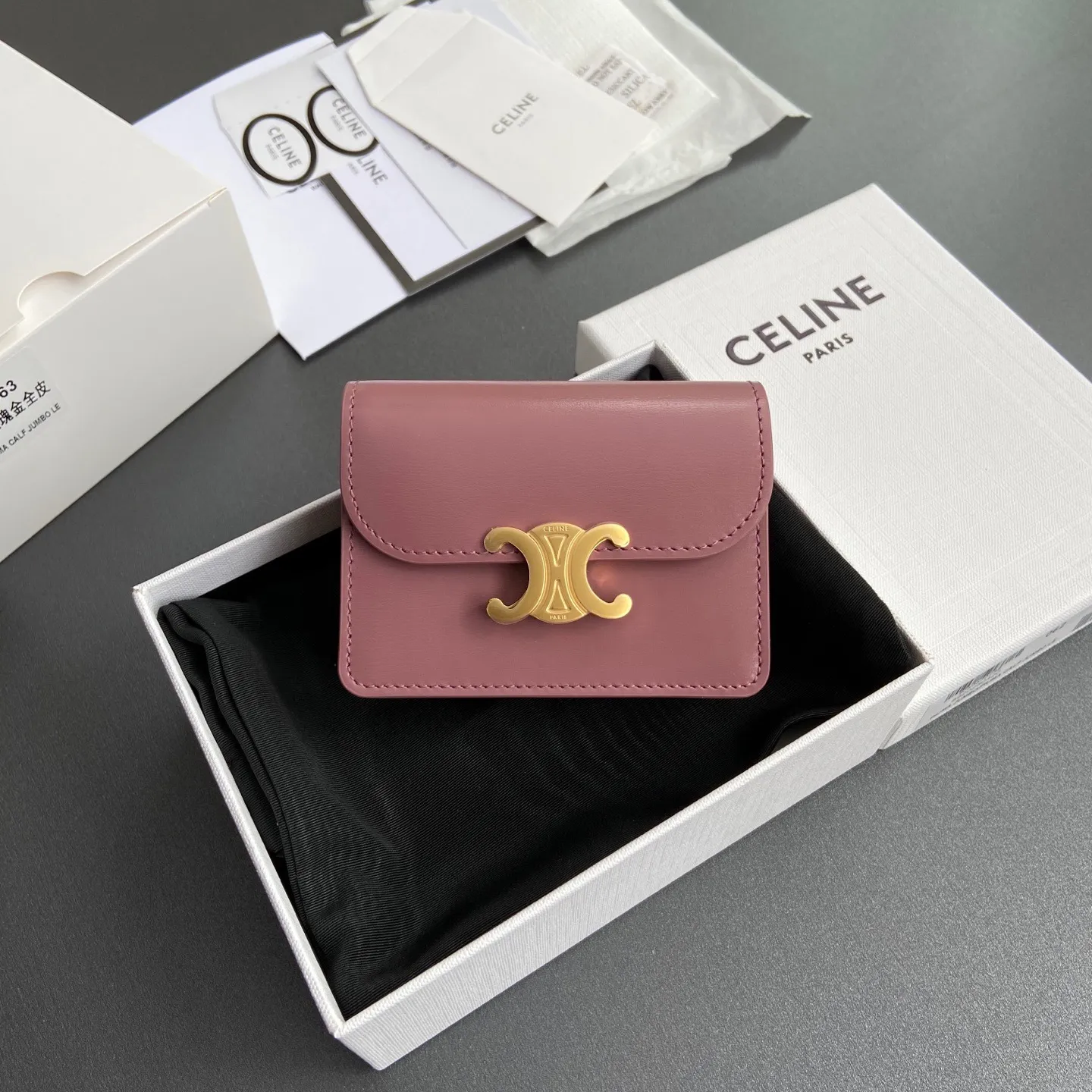 [Special grade pure steel hardware original leather] ¥660 TRIOMPHE bright cow leather business card bag/new model No.: 10N 063 FOZ.24VR 062 063 Size: w10.5×h8.5×d3cm