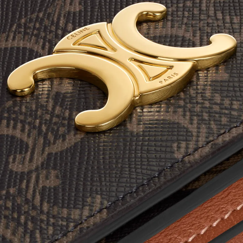 [Special grade pure steel hardware original leather] TRIOMPHE logo printed flip business card holder card holder/2024 Xiaosai No.: 10M122DB7.04LU 123 122 yellow brown/presbyopia