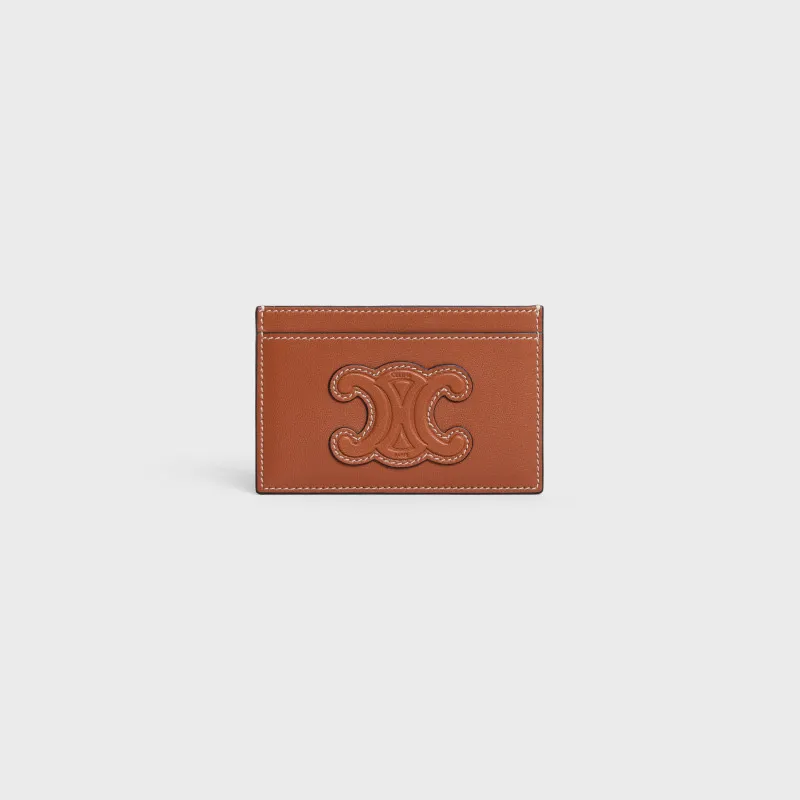 [Special grade pure steel hardware original leather] TRIOMPHE bright sheep leather card holder/2024 small competition No.: 10B703EMJ.04LU 703 Tan full leather (sheepskin) Size: w11×h7.5×2cm