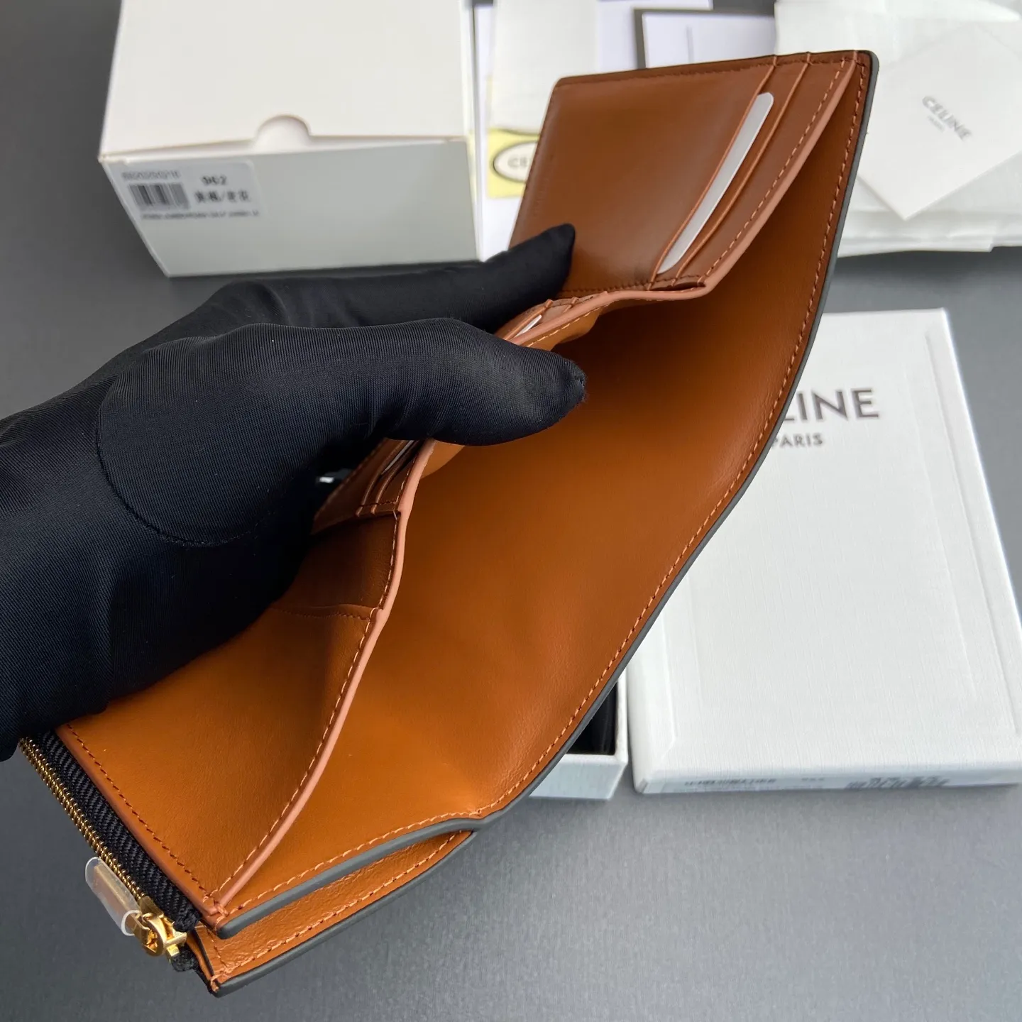[Extra-grade pure steel hardware original leather] ¥760 TRIOMPHE logo printed leather wallet/new TRIOMPHE metal texture snap buckle 4 credit card slots 1 zipper coin pocket 3 flat pockets 1 banknote pocket No.: 10M962GHH.38NO963 962 Yellow brown/Presbyopia Size: w10.5×8×2cm.