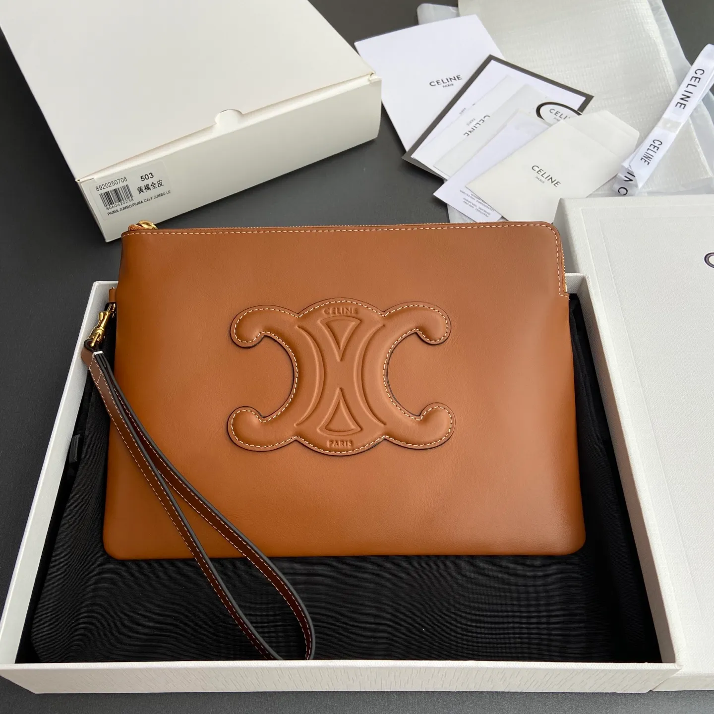[Special grade pure steel hardware original leather] TRIOMPHE iconic printed clutch bag/No.: 10J 502 FES.04LU 503 502 Size: w25×h17.5×d1cm