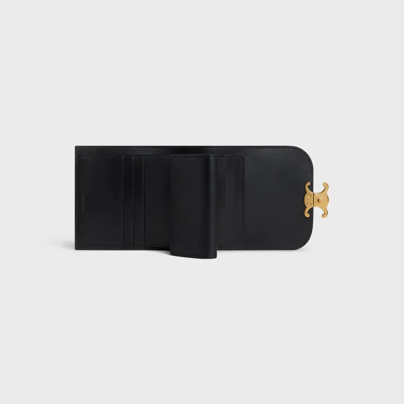 [Special grade pure steel hardware original leather] ¥700 TRIOMPHE bright cow leather wallet/No.: 10D782CQH.04LU782 783 Black full leather Size: w10.5×9×3cm.