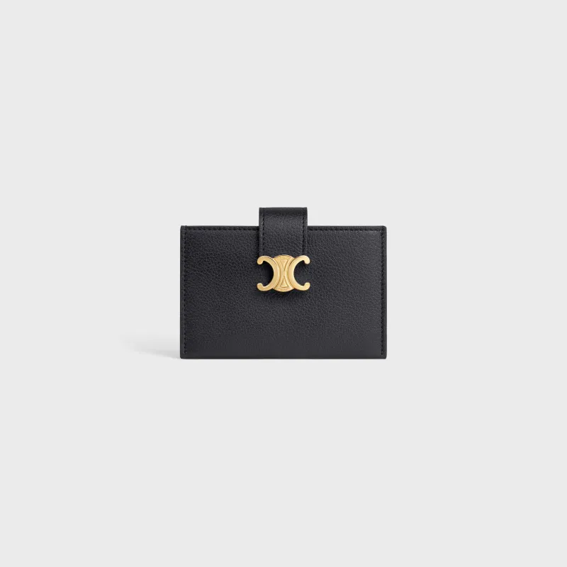 [Special grade pure steel hardware original leather] ¥660 ACCORDEON soft grained cow leather card holder/new model No.: 10N843GHH.38NO 842 843 Black full leather Size: w11×h7×d2.5cm