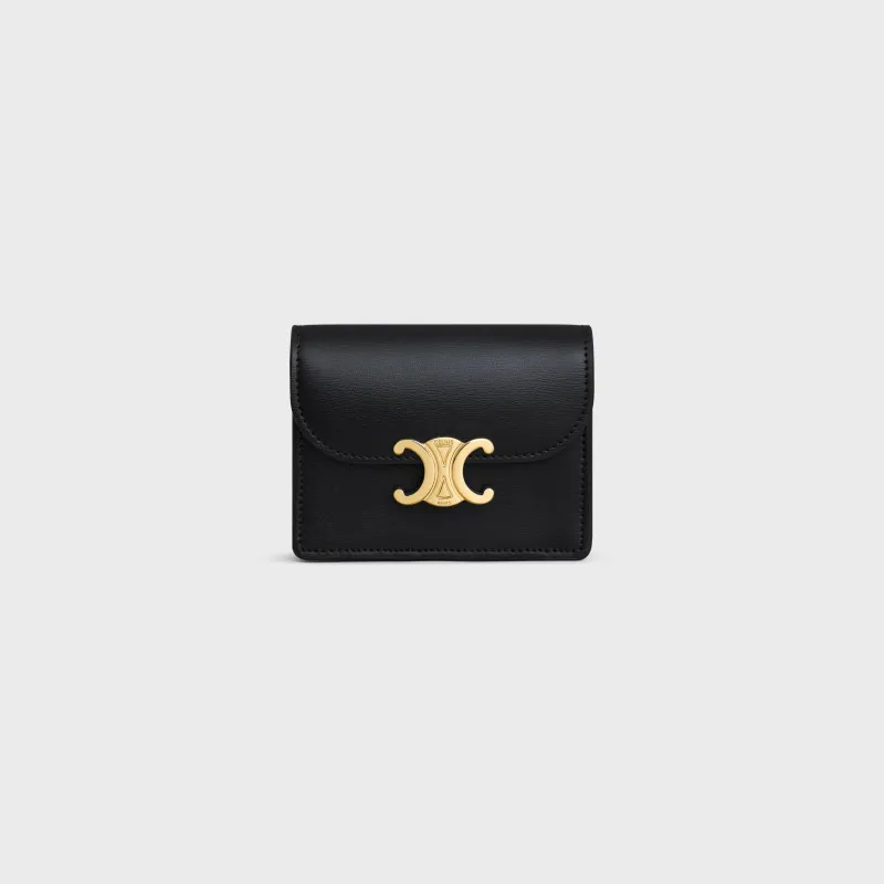 [Special grade pure steel hardware original leather] ¥660 TRIOMPHE bright cow leather business card bag/new model No.: 10N 063 FOZ.24VR 062 063 Black full leather Size: w10.5×h8.5×d3cm