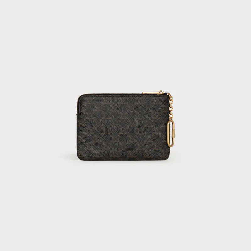 [Special grade imported original leather] ¥460 TRIOMPHE logo printing with hook buckle coin card holder No.: 10C662BTA.38NO663 662 Yellow brown/Presbyopia Size: w13×h9.5cm