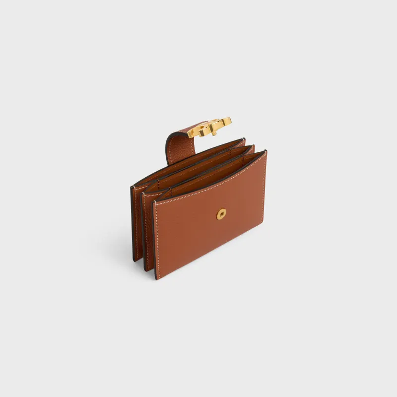 [Special grade pure steel hardware original leather] ¥660 ACCORDEON soft grained cow leather card holder/new model No.: 10N843GHH.38NO 842 843 Yellow brown full leather Size: w11×h7×d2.5cm
