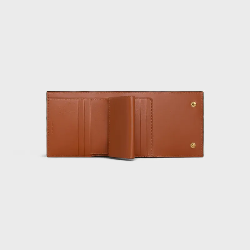 [Special grade pure steel hardware original leather] TRIOMPHE logo printed short tri-fold wallet/2024 Xiaosai No.: 10D572BZ9.04LU 572 yellow brown/presbyopia