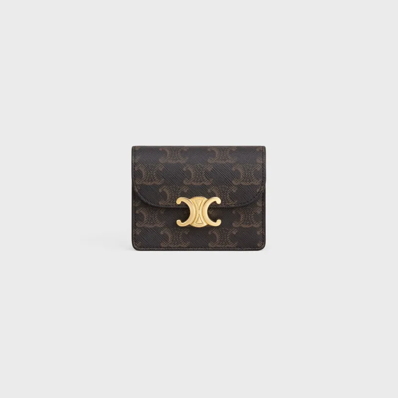 [Special grade pure steel hardware original leather] ¥640 TRIOMPHE logo printed cow leather business card bag/new model No.: 10N 062 FOZ.24VR 063 062 yellow brown/presbyopia Size: w10.5×h8.5×d3cm