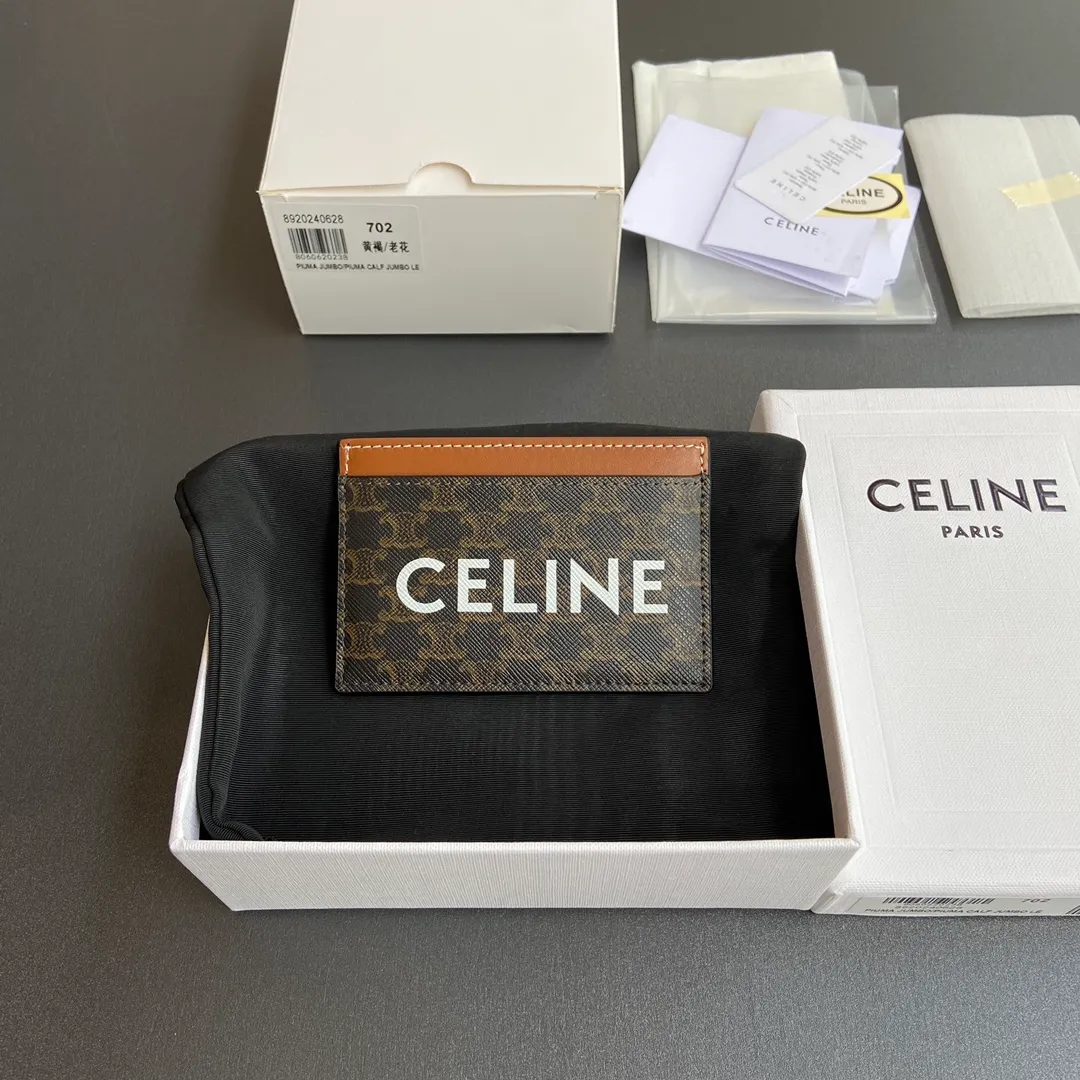 [Special grade pure steel hardware original leather] TRIOMPHE logo printed card holder/2024 small competition No.: 10B702CLY.04LU 702 702 yellow brown/presbyopia