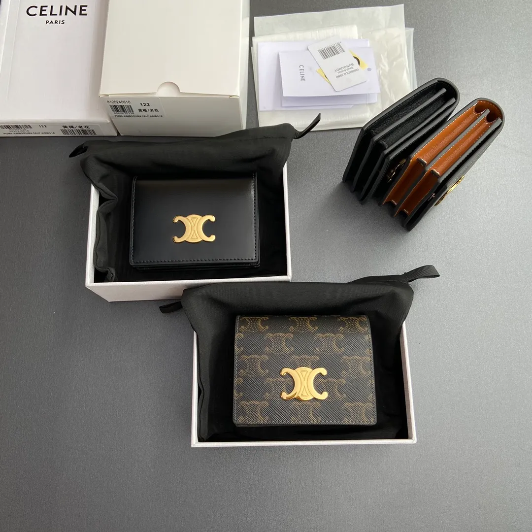 [Special grade pure steel hardware original leather] TRIOMPHE cow leather flip business card holder card holder/2024 small game No.: 10M123FOZ.38NO122 123 black full leather