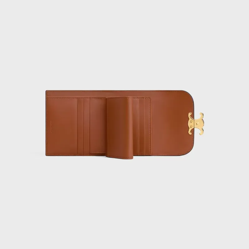 [Extra-grade pure steel hardware and original leather] ¥660 TRIOMPHE logo plaid fabric and cow leather short wallet 5 card slots 1 folding coin bag with snap button 1 flat pocket 1 banknote bag No.: 10D782CQH.04LU783 7829 Khaki brown Size: w10.5×9×3cm.