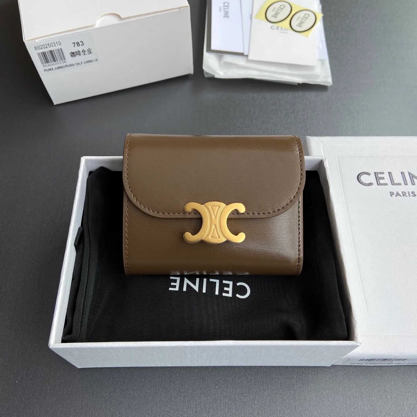 [Special grade pure steel hardware original leather] ¥700 TRIOMPHE bright cow leather wallet/No.: 10D782CQH.04LU782 783 Size: w10.5×9×3cm. Combination picture