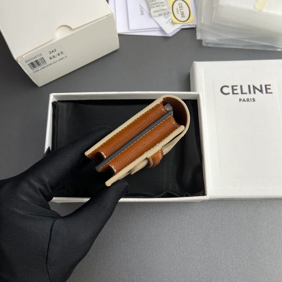 [Special grade imported original leather] ¥460 TRIOMPHE logo printed card holder, business card holder/2024 Xiaosai 2 card slots 2 gusseted compartments 2 flat pockets 1 banknote bag No.: 10E242BZ904.LU 242 meter gray/presbyopia Size: w10×8×3cm