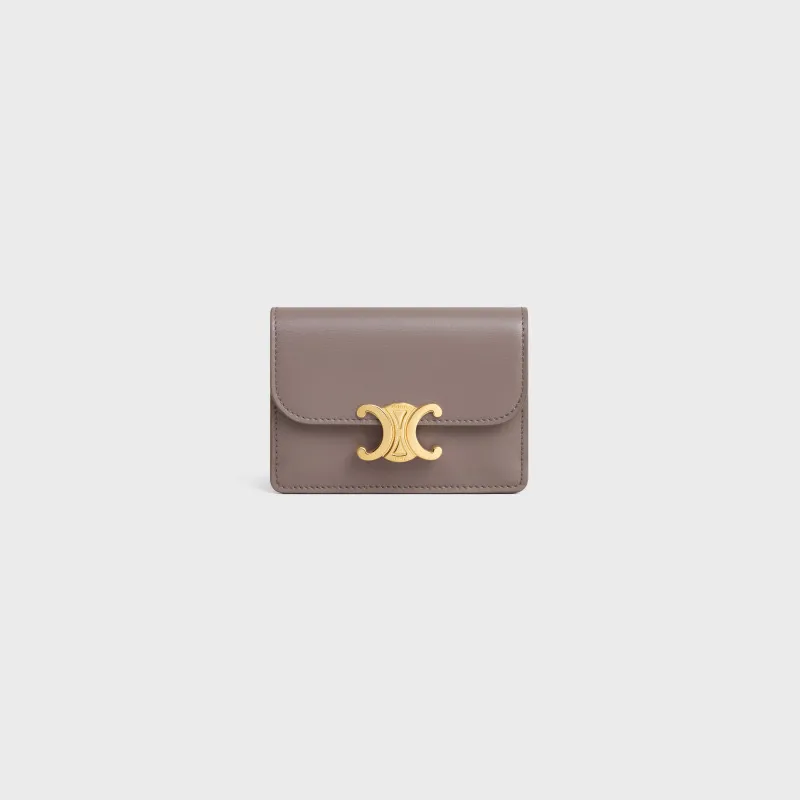[Special grade pure steel hardware original leather] TRIOMPHE bright cow leather flip card holder/2024 small competition No.: 10I 582 CPJ.04LU 583 pebble full leather