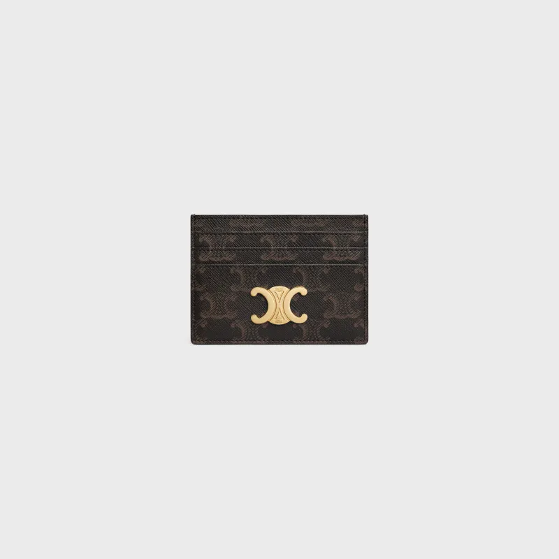 [Special grade pure steel hardware original leather] TRIOMPHE logo printed card holder/2024 small competition No.: 10L832CQH.04LU833 832 yellow brown/presbyopia