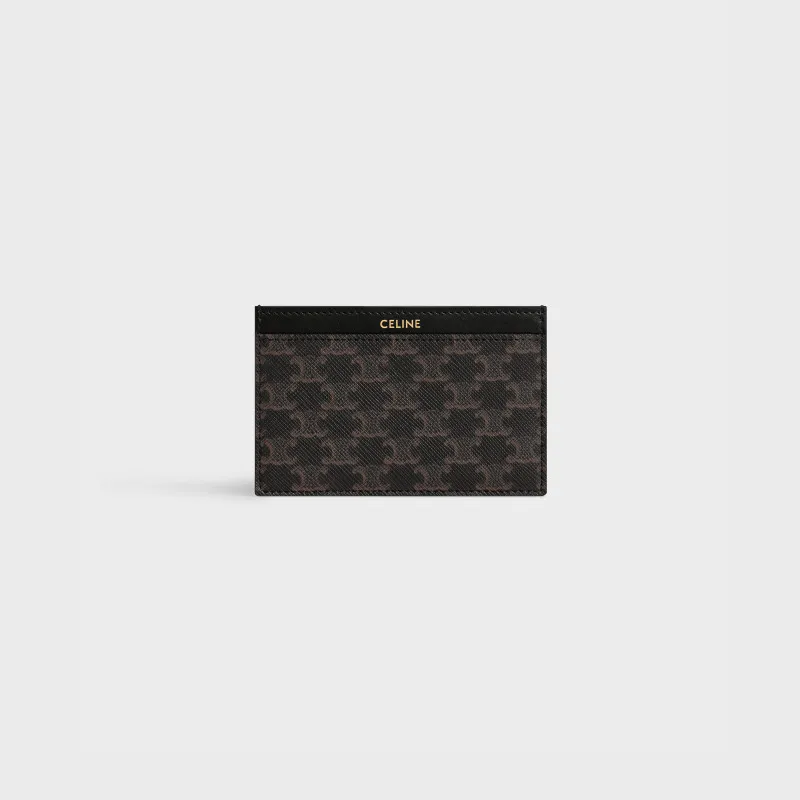 [Special grade pure steel hardware original leather] TRIOMPHE logo printed card holder/2024 small competition No.: 10B702BQ4.38NO 70238 black/presbyopia