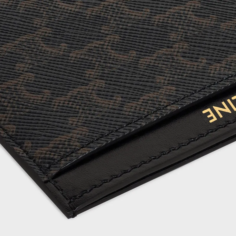 [Special grade pure steel hardware original leather] TRIOMPHE logo printed card holder/2024 small competition No.: 10B702BQ4.38NO 70238 black/presbyopia