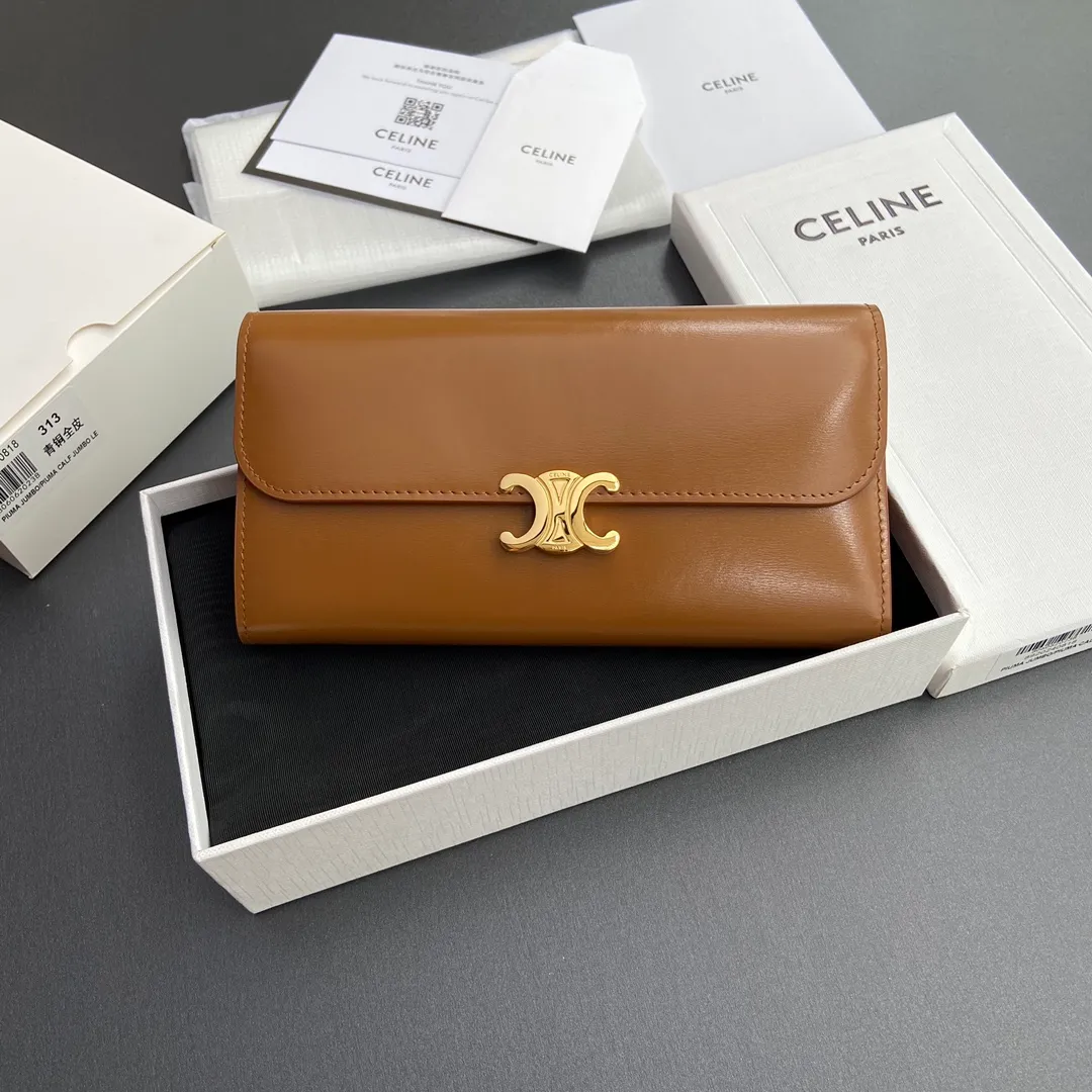 [Special grade pure steel hardware original leather] TRIOMPHE glossy cow leather wallet/No.: 10E313DPV.38NO 312 313 Bronze full leather