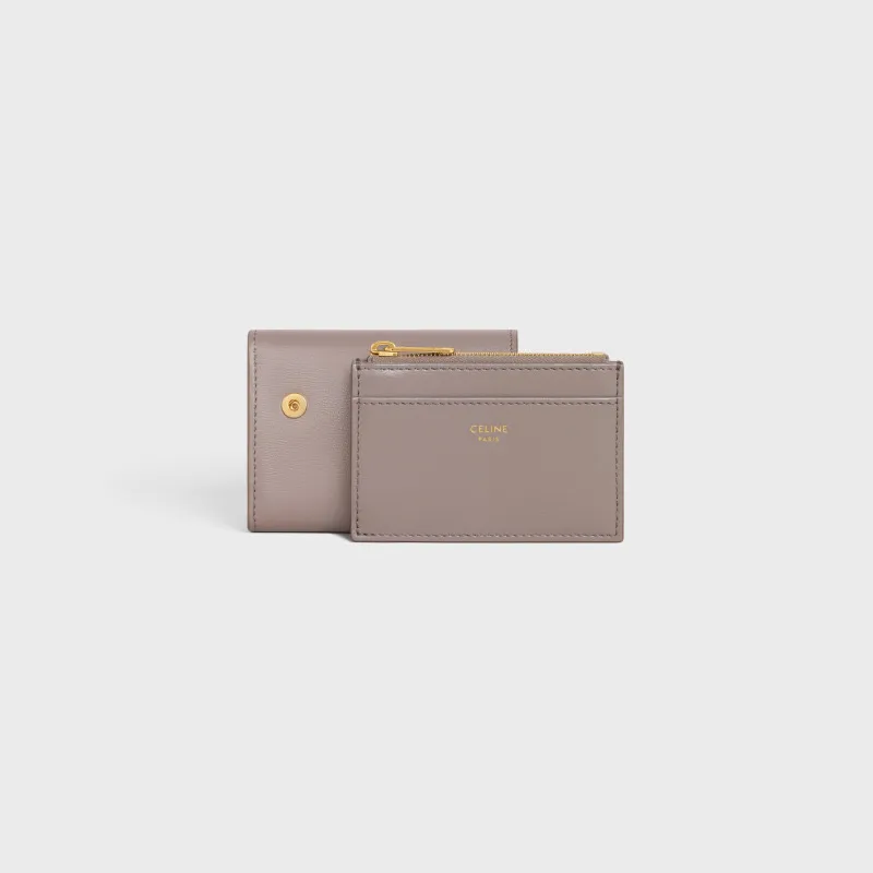 [Special grade pure steel hardware original leather] ¥680 TRIOMPHE glossy leather short wallet/No.: 10l653DS3.04LU652 653 Pebble full leather Size: w9.5×h7.5×3cm