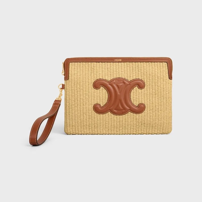 [Special grade pure steel hardware original leather] ¥740 TRIOMPHE iconic printed clutch bag/No.: 10J502FES.04LU 502 50202 Grass brown/tawny leather Size: w25×h17.5×d1cm