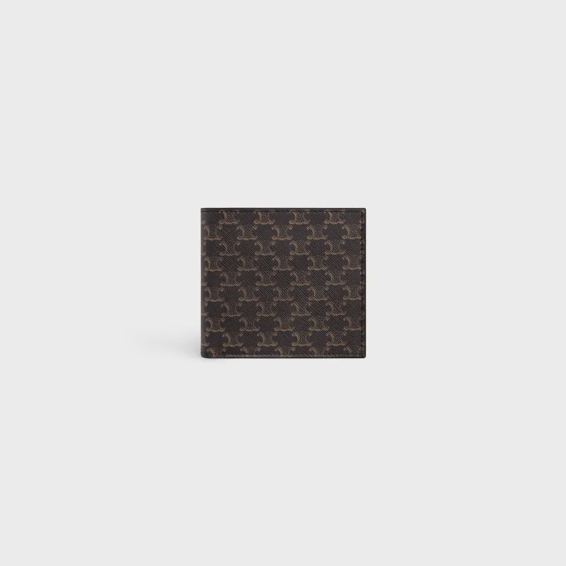 [Special grade original leather] TRIOMPHE logo printed bi-fold wallet/2024 Xiaosai No.: 10B652BQB.38NO B65238 black/presbyopia