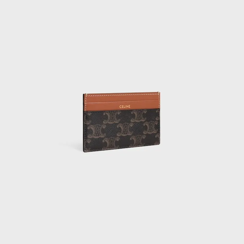 [Extra-grade pure steel hardware original leather] ¥290 Medium logo printed card holder Signature printing, cow leather binding, cow leather lining, gold finish, 4 card slots, 1 flat pocket No.: 10P644ERN.04LU 322 322 Yellow brown/Presbyopia Size: w11×7cm