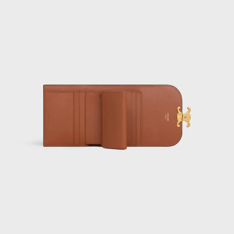 [Special grade pure steel hardware original leather] TRIOMPHE logo printed short wallet/2024 Xiaosai No.: 10D782CQH.04LU783 782 yellow brown/presbyopia