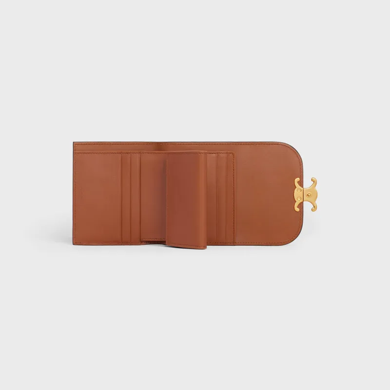 [Special grade pure steel hardware original leather] ¥700 TRIOMPHE bright cow leather wallet/No.: 10D782CQH.04LU782 783 Brown full leather Size: w10.5×9×3cm.