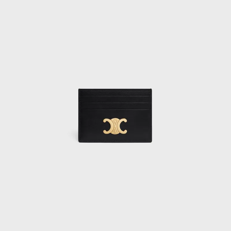 [Special grade pure steel hardware original leather] ¥460 TRIOMPHE bright cow leather card holder / No.: 10L832CQH.04LU833 833 Black full leather Size: w11×8cm