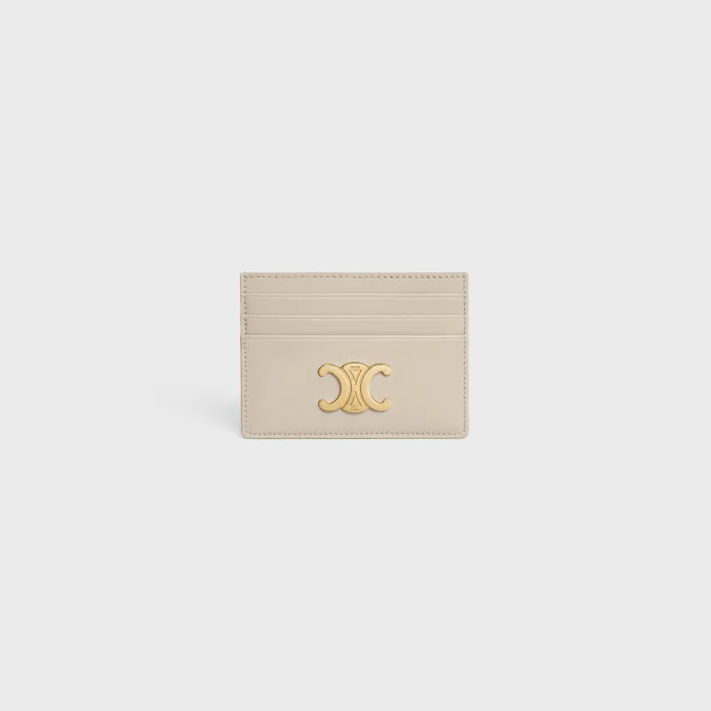 [Special grade pure steel hardware original leather] ¥460 TRIOMPHE bright cow leather card holder / No.: 10L832CQH.04LU833 833 Light stone full leather Size: w11×8cm