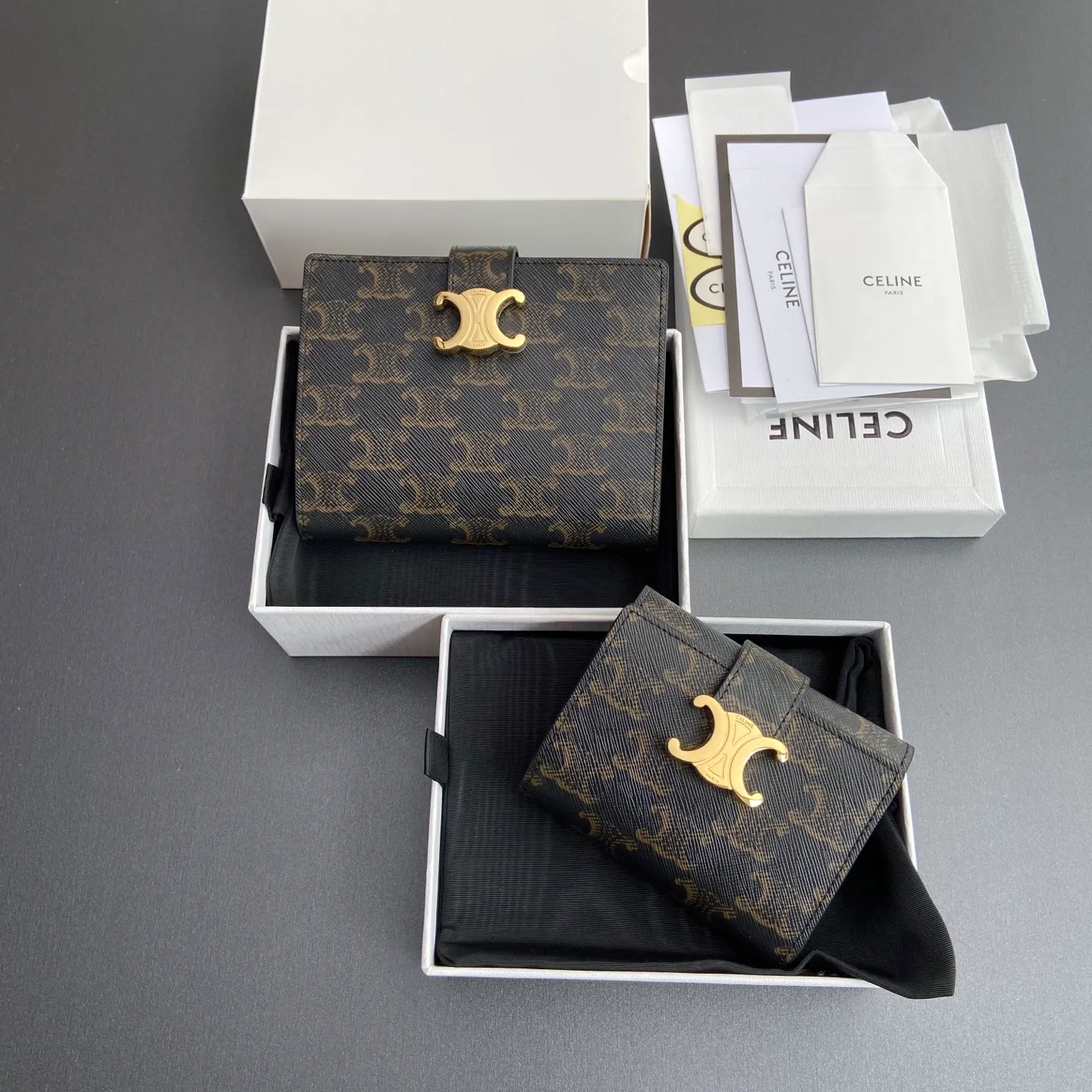 [Special grade pure steel hardware original leather] TRIOMPHE logo printed leather wallet/new model No.: 912 yellow brown/presbyopia No.: 962 yellow brown/presbyopia