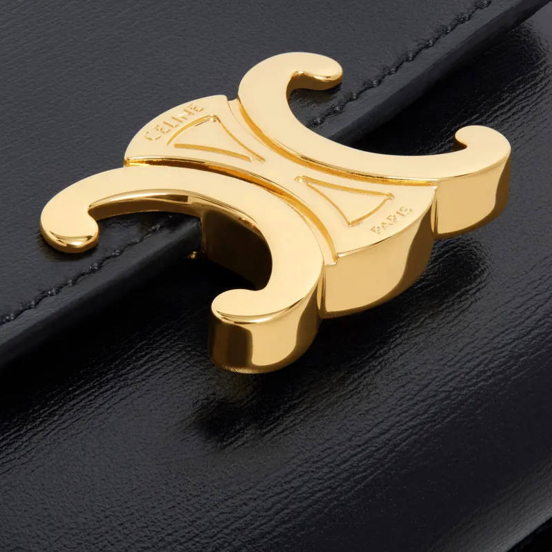 [Special grade pure steel hardware original leather] ¥680 TRIOMPHE glossy leather short wallet/No.: 10l653DS3.04LU652 653 Black full leather Size: w9.5×h7.5×3cm
