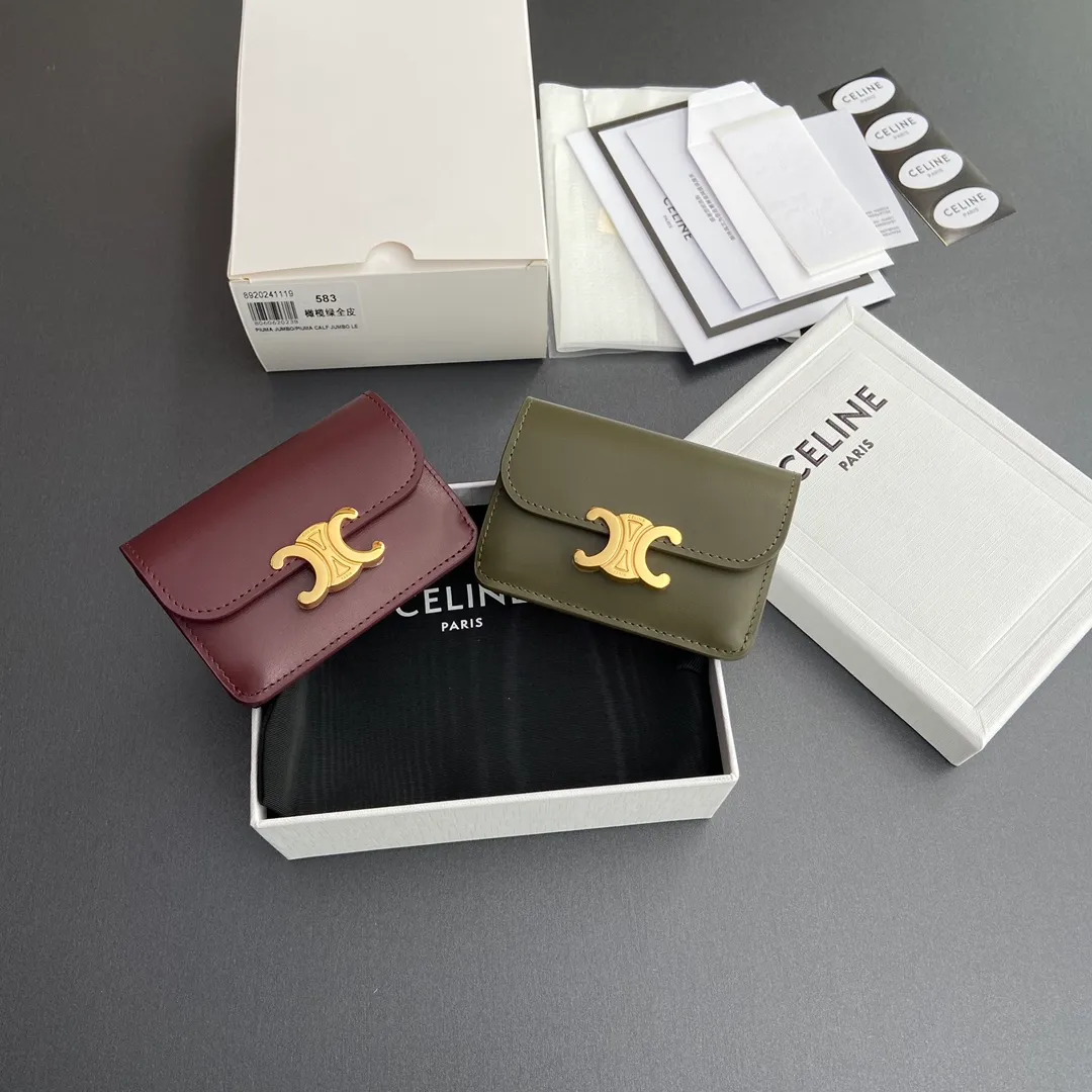 [Special grade pure steel hardware original leather] ¥560 TRIOMPHE glossy cow leather flip card holder/2024 Xiaosai No.: 10I 582 CPJ.04LU 583 Full leather Size: w10×h7.5×d2cm