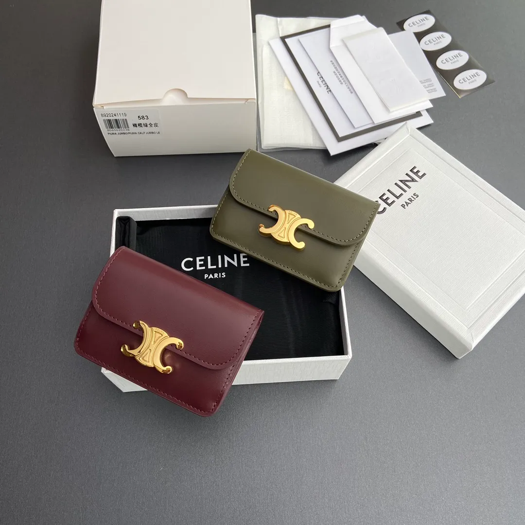 [Special grade pure steel hardware original leather] ¥560 TRIOMPHE glossy cow leather flip card holder/2024 Xiaosai No.: 10I 582 CPJ.04LU 583 Full leather Size: w10×h7.5×d2cm