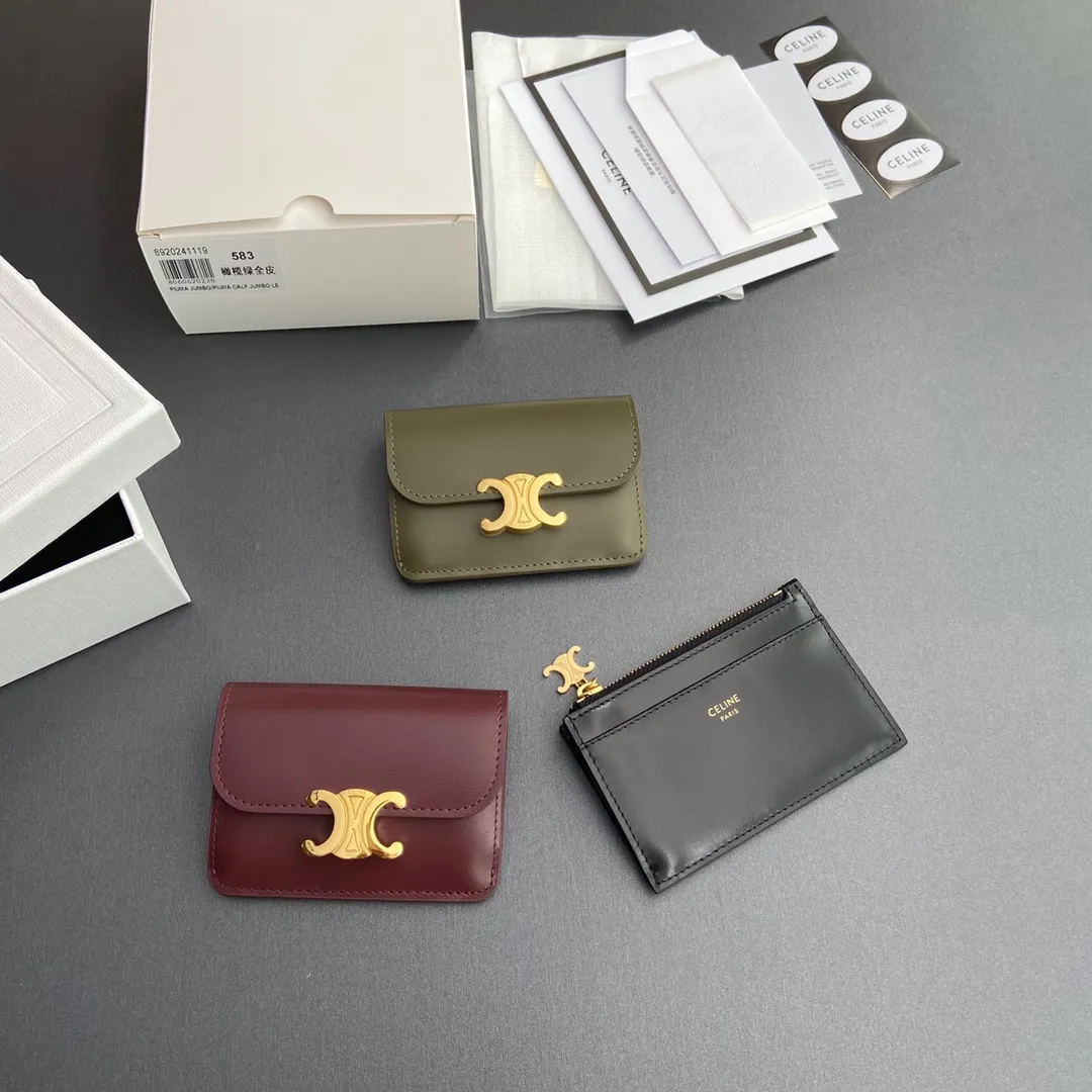 [Special grade pure steel hardware original leather] ¥560 TRIOMPHE glossy cow leather flip card holder/2024 Xiaosai No.: 10I 582 CPJ.04LU 583 Full leather Size: w10×h7.5×d2cm