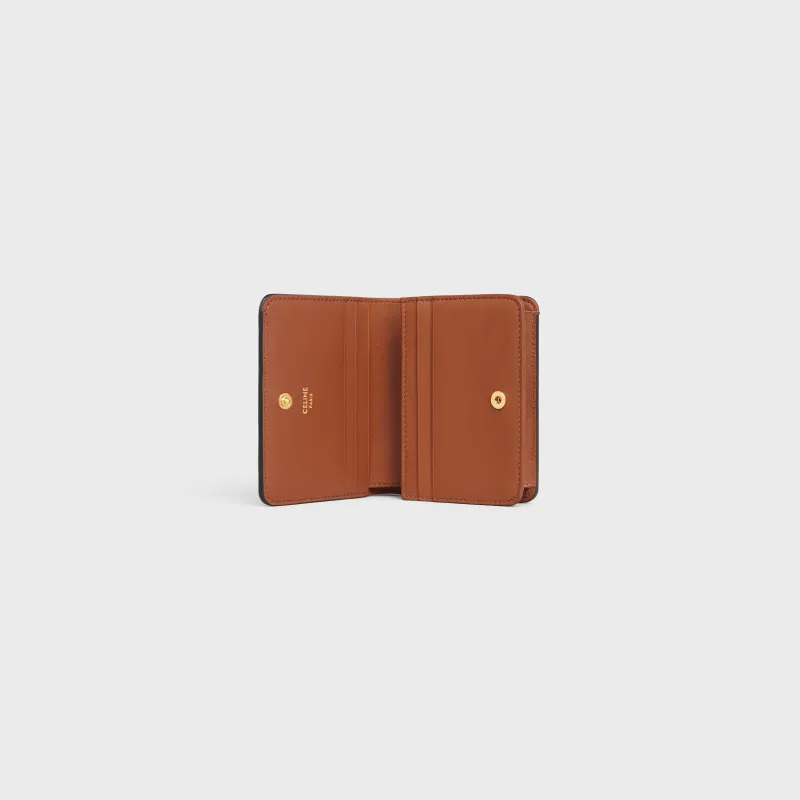 [Special grade pure steel hardware original leather] TRIOMPHE logo printed short wallet/2024 Xiaosai No.: 10K623DPV.38NO 622 622 Yellow Brown/Presbyopia