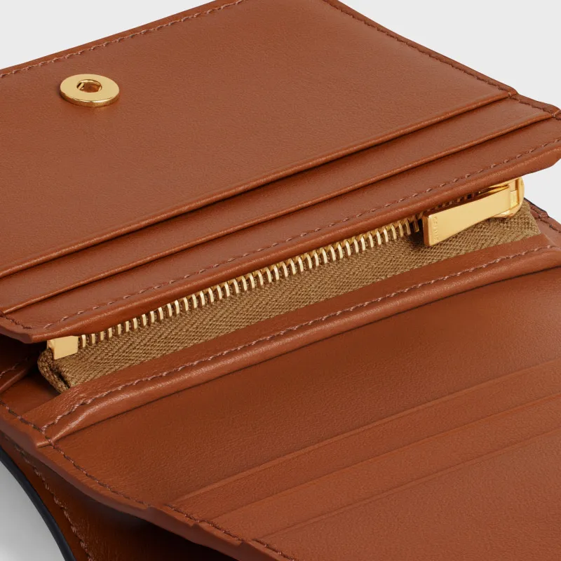 [Special grade pure steel hardware original leather] TRIOMPHE logo printed short wallet/2024 Xiaosai No.: 10K623DPV.38NO 622 622 Yellow Brown/Presbyopia
