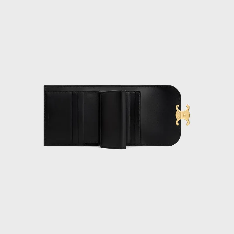 [Special grade pure steel hardware original leather] ¥720 TRIOMPHE patent leather shiny cow leather wallet/2024 Xiaosai No.: 10D782CQH.04LU783 78301 Black patent leather size: w10.5×9×3cm.