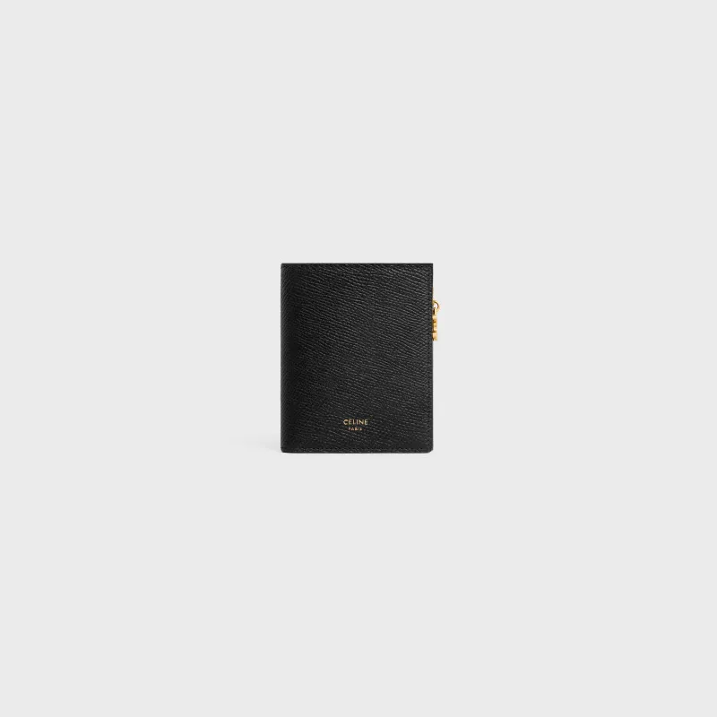 [Special grade pure steel hardware original leather] ¥620 TRIOMPHE pendant grained cow leather short wallet No.: 10M 103 FVO.38NO 102 10301 Black palm pattern full leather Size: W9×H10.5×D2cm