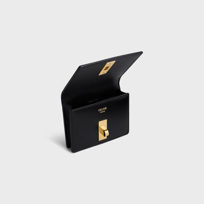 [Special grade pure steel hardware original leather] ¥620 TRIOMPHE bright cow leather card holder No.: 10M473GCG.38NO473 473 Black full leather Size: w10.2×h7.5×d2.5cm