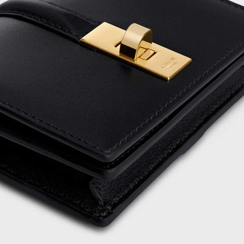 [Special grade pure steel hardware original leather] ¥620 TRIOMPHE bright cow leather card holder No.: 10M473GCG.38NO473 473 Black full leather Size: w10.2×h7.5×d2.5cm